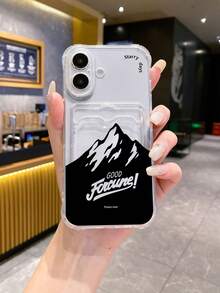 1pc White Shockproof TPU Painting Mountain Pattern Phone Case, Suitable For IPhone, Android, OPPO Phones - Multicolor - View 2