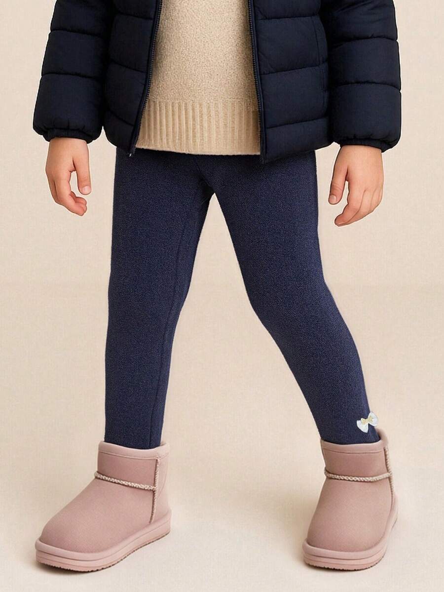 Balabala Girls' Leggings, Young Girl' Casual Pants, Girl Knit Cotton Legging Pants - Navy Blue - View 1