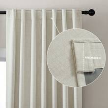 100% Blackout Curtains Thick Linen-Like Back Tab Curtains Burlap Window Treatment Thermal Insulated Privacy Protection Boho Drapes For Living Room Bedroom Dining Room - 米色 - 查看 5