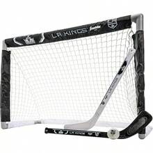 Conjuntos de Mini Hockey de la  de Franklin Sports - Conjunto de Combo de Portería de Hockey de Rodilla, Pelota y 2 Palos de Hockey - Red de Portería Mini - Conjuntos de Hockey Oficiales de la - Los Ángeles Kings - Ver 12