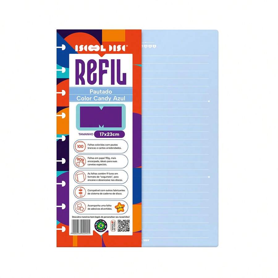 Iscool Disc Notebook Refill Lined Color Candy 100 Sheets 90g Medium - Blue - View 1