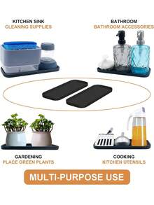 1/2 peças de silicone tornam as bandejas de armazenamento de silicone adequadas para pias de cozinha e banheiros. Bandejas antiderrapantes para lava-louças e bancadas, além de bandejas para gavetas de banheiro. Perfeitas para guardar cosméticos e pequenos acessórios.