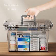 Transparent Multi-Layer First Aid Kit With Handle, Large Capacity Medicine Storage Box, Suitable For Home, Travel, Office, Can Organize Tablets, Bandages, Medical Supplies, Visible Compartments For Easy Access, Ideal For Emergency And Daily Use, Durable And Portable Design, Essential Health Storage Bag
