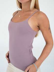 Thin Strap Tank Top In Polyamide, Blouse With Lining, Suplex Blouse - Lilac Purple - View 3