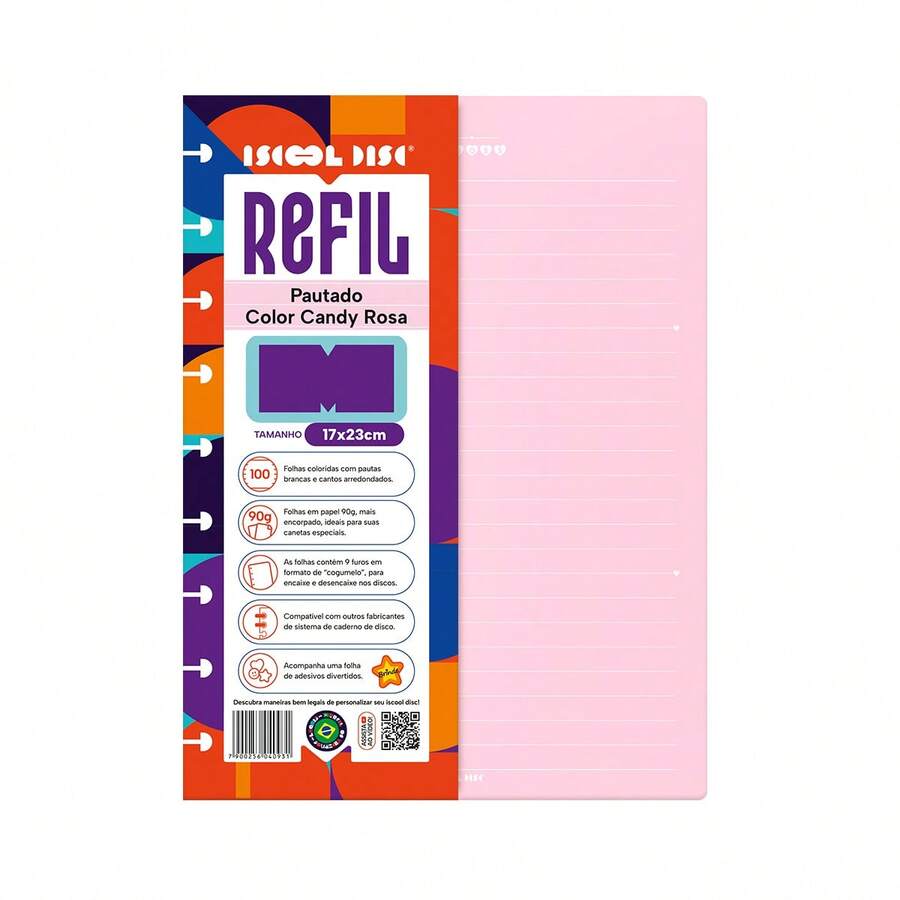 Iscool Disc Notebook Refill Lined Color Candy 100 Sheets 90g Medium - rosa - Ver 1