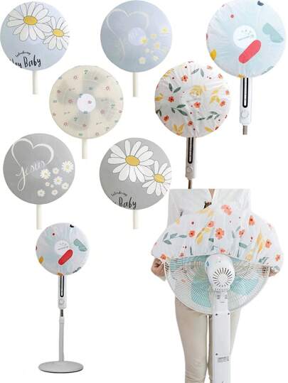 5/2/1pc Random Color Fan Dust Cover, Universal Full Coverage Circular Vertical Fan Protection Cover, Suitable For Schools, Offices, Homes, Travel, Luggage, Organizers, Storage