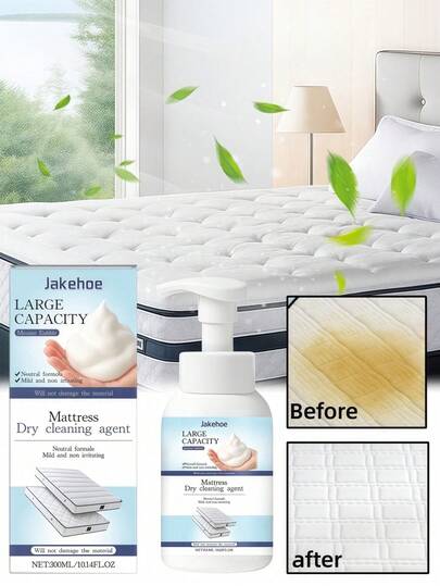 300ml Mattress Cleaner, Multi-Purpose Cleaning Liquid For Mattresses, Carpets, Interior Decoration And Curtains, Suitable For Light And Dark Fabrics, Pet Stains, Multi-Functional Cleaner For Mattresses And Carpets, Removes Oil Stains And Dirt Stains Daily Household Cleaning Agent Foam Cleaner - For Cleaning Down Jackets