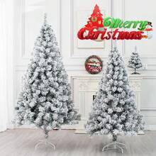 1 pieza Árbol de Navidad nevado blanco, hecho de tela de peluche artificial con efecto de copos de nieve natural, estructura de ensamblaje rápido con soporte de metal plegable resistente, hojas de PVC de alta calidad, fácil de ensamblar, adecuado para decoración navideña en el hogar, oficina y comercio
