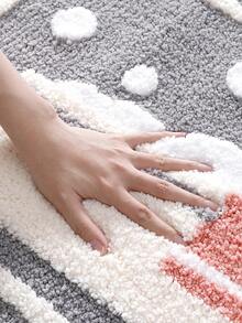 1pc Plush Bathroom Mat, Simple Elegant Ins Style Cute Cartoon Bubble Bath Fresh Area Rug, Non-Slip TPR Bottom, Soft Absorbent Comfortable, Suitable For Bathroom, Shower, Kitchen, Living Room, Dorm, Dining Room, Home Decor, Festival Decor, Thickened Fleece, Autumn/Winter, Laundry Room