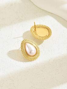 1 Pair Retro Elegant Water Drop Faux Pearl Fashion Personalized Women's Versatile Dating Earrings