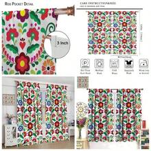- Cortinas florales de Mxico, estilo otomi mexicano, flores coloridas, bohemio, estampado tnico, tratamiento de ventana para sala de estar, recmara, cocina, decoracin de 42x 45 pulgadas - 106.7An x 114.3Al cm (2 Paneles) + Mexicano-8 - Ver 1