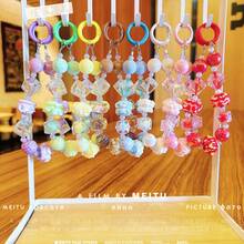 New Hand-Painted Bead Mobile Phone Chain Live Broadcast Of The Same Handmade Beaded Keychain Women's Bag Accessories Water Cup Pendant Wholesale - Hạt cườm vẽ tay hình viên đường - cà phê - Xem 2