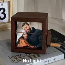 Custom Handmade Flip-Style Photo Frame With Lighting, Personalized Wooden Hand-Cranked Animation Box, Displays 8 Or 16 Photos, Beechwood/Black Walnut Frame, Commemorative Photo Album, Suitable For Couples, Birthdays, Anniversaries, Christmas And Other Occasions.