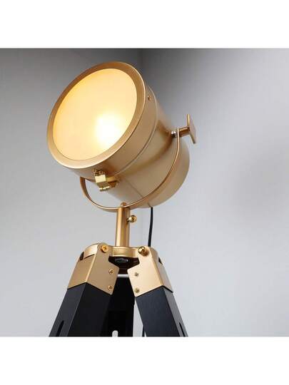 Alpinaluz Cinema Tripod Vloer Lamp Natural Wood Adjustable Height Vintage view 8