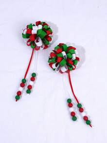 2 piezas de Clips para el cabello con diseño de Hortensias en colores clásicos de Navidad verde, blanco y rojo, adecuados para uso diario y como regalo