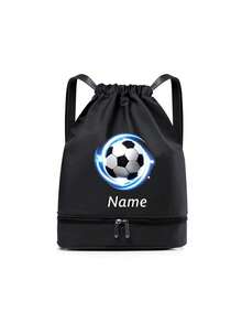 Customizable Backpack With Personalized Name Or Holiday Greetings. Solid Color Design, Minimalist Casual, Football Pattern, Lightweight Large Capacity. Adjustable Shoulder Strap, Zipper Closure, Multi-Function Shoe Compartment, Drawstring Travel Bag, Suitable For School, Daily Life, Outdoor, Sports, Fitness, Swimming And Other Occasions. Can Be Customized With Name, Letter, Lucky Number, Etc. - Multicolor - View 31