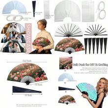 Ml 20pcs Sublimation Hand Fan Blanks Bulk Fan Shaped Sublimation Fabric And Plastic Handle For DIY And Craft Folding Fan Sublimation Beginners Gift For Line Dancing Weding Cooling And Graduate10101 - 如圖 - 查看 1
