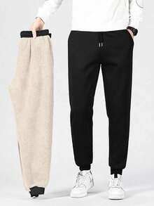 舒适宽松男士运动裤 - 黑色慢跑裤，柔软口袋，男友风，抽绳腰带，纯色设计，四季皆宜，休闲放松及户外活动的理想之选，轻便运动裤，适合锻炼、跑步、健身和训练 - 黑色 - 查看 4