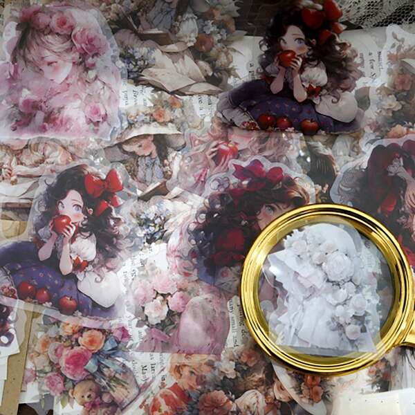 20pcs/Pack Floral Theme Stickers, Vintage Creative Aesthetic Sticker Decals, DIY Decoration Scrapbooking Craft Materials, Holiday Gift, Personalized Scrapbook School Supplies