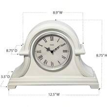 - Reloj de repisa de plstico Napolen de 13x 10 pulgada con movimiento de cuarzo, para sala de estar, cocina retro, decoracin de granja, manto de chimenea caf - blanco - Ver 4