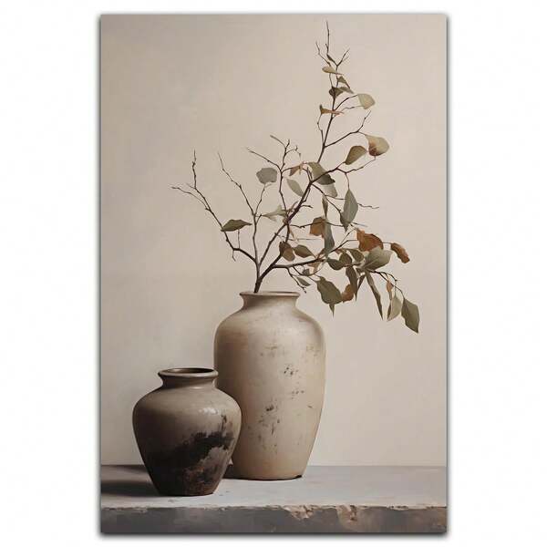 1pc Vintage Floral Vase Canvas Art, Wall Decor, Antique Country Style Plant Poster,Canvas Wall Art,Posters For Room,Home Decor,Room Decor Aesthetic,Room Decoration Stuff.Optional Frame, Room Decor