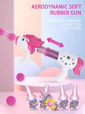 Air Powered Soft Dart Blaster, (Axe, Unicorn) Foam Dart Blaster Toy For Battle, Indoor & Outdoor Interactive Play, Suitable For Children 3+ Years Old, Christmas/Halloween/Easter/Birthday Gift