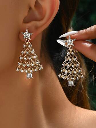 1 Pair Of Christmas Personalized, Christmas Tree Earrings, Fashionable Christmas Party Earrings