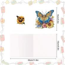 6pcs Diamond Painting Greeting Card Set, DIY Butterfly Theme Design - Includes 6 Envelopes, High-Quality Craft Paper Material, Mosaic Art Creative Postcard. Suitable For Holiday Blessings Or Conveying Heartfelt Gifts, Expressing Warmth And The Best Wishes. - Multicolor - View 3