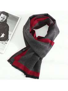 1 pieza Pañuelo de lujo unisex con estampado de moda, chal con flecos de 180*30CM, pañuelo de negocios a cuadros clásico para hombres - multicolor - Ver 9