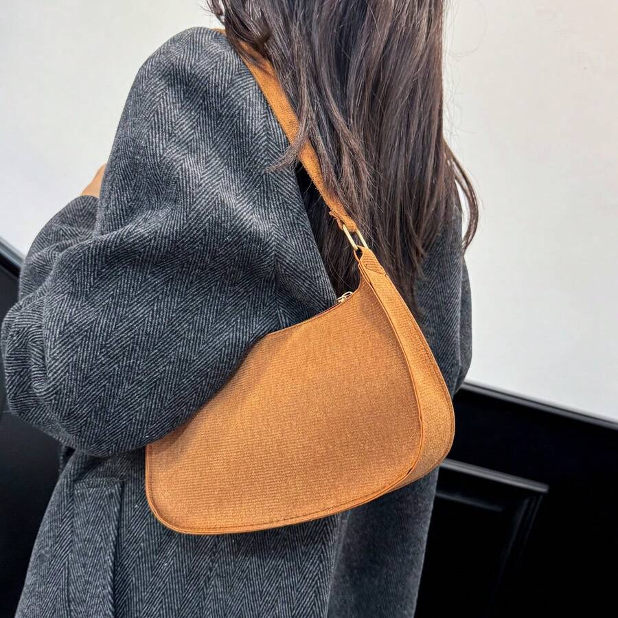 Bolso de hombro minimalista de unicolor casual para mujer