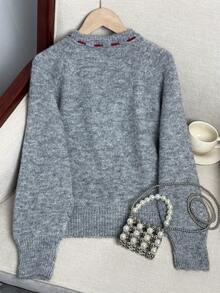 Cárdigan de punto con cuello redondo, suave y lindo para mujer, nuevo diseño casual y holgado de primavera 2025