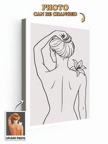 Retrato de pareja en lienzo con arte de línea personalizado, regalo de aniversario personalizado para parejas, novio, novia, arte dibujado a mano personalizado a partir de una foto