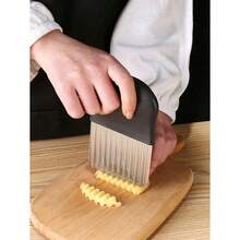 Wavy French Fries, Salad Wavy Cutter, Multifunctional Wave Onion Potato Slicer 1pc - màu đen - Xem 3