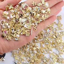 10 Pieces Luxury Tassel Rhinestone Nail Art Accessories - Heart Bow, Butterfly, Pentagram, Snake Shape, And Embracing Hearts 3D Alloy Gems, Suitable For DIY Nail Decoration, Nail Supplies,  Gifts - 金色 - 查看 4