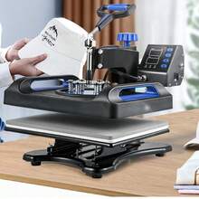Heat Press Machine 12 X 15 Inch 8 In 1 Heat Press Sublimation Machine 360° Rotation Swing Away 8 In 1 Shirt Printing Machine Double Tube Heating For DIY T-Shirts, Caps, And Mugs Blue - 查看 1