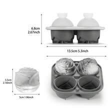 4-Cavity Gray Rose Ice Cube Tray With Lid, For Freezing 3D Rose Ice Cubes For Whiskey Cocktails And Fruit Drinks, Flexible Silicone Easy Release Cover With Built-In Funnel, 1pc