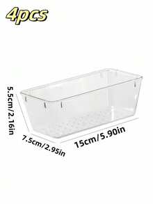 4 przezroczyste pudełka do przechowywania kubków i łyżeczek