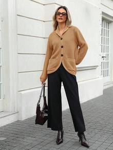 ELVA Baggy Cardigan Office Outfits For Women Modest Outfits For Women Office Office Wear Fall Women Clothes Back To School Clothes Thanksgiving Day Elegant Modest Old Money Style Women