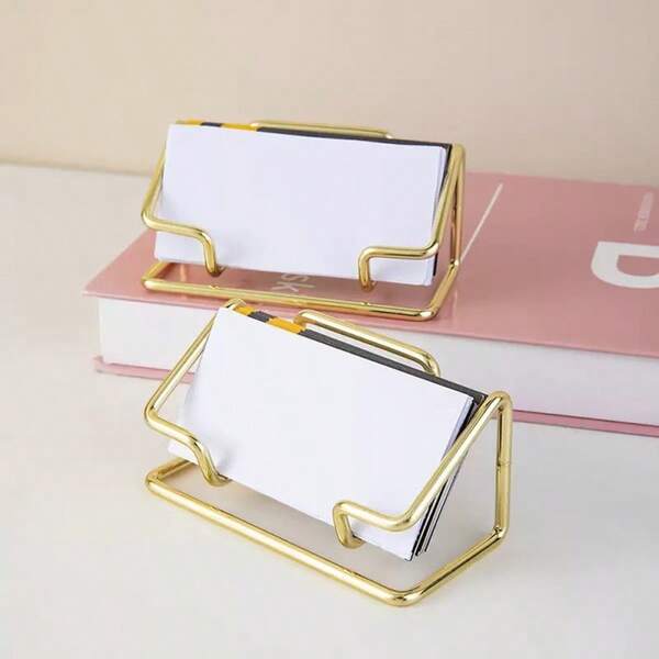1/2pcs Creative Business Card Holder, Storage Box, Office Display, Ideal Gift, Multiple Colors Available, Essential For Business Office, High-End Line Design Card Display Stand, 3 Fashionable Colors, Simple Desktop Vertical Card Display Stand, Card Display Base, Photo & Card Display Cabinet, Party Tabletop Card Holder, Luxury Hotel Reception Metal Card Holder