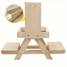 1/2pcs Adorable Squirrel Feeder Picnic Table Shaped With Mirror, Corn Cob Holder And Snack Mesh Tray, For Fruit, Nuts, Peanut Butter Treats, Eay To Install - Bàn sóc - Xem 3