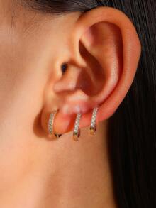 5 piezas Pendientes de clip en forma de C estilo punk hip hop, pendientes de botón geométricos lisos en forma de C, conjunto de pendientes para mujer, adecuados para uso diario, fiesta, festival, joyería para mujer