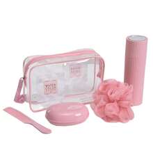 5-Piece Travel Kit With Brush, Comb, Soap Dish, And Shower Bag Compact For Travel - 灰色的 - 查看 2
