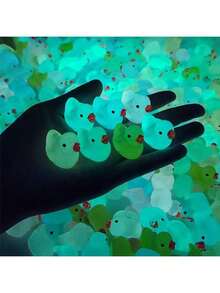 30/20/10/1 [ Random Mixed Little Ducks + 1pc Random Color Suitcase]Colorful And Fun Luminous Cute Cartoon Duck Animal Ornament, Used For DIY Crafts, Mobile Phone Cases, Keychains,Resin DIY Accessories, Luminous Without,Mini