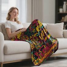1 pătură moale din flanel cu imprimeu graffiti - pătură și aruncătură confortabilă, prietenoasă cu pielea, pentru canapea, somn și utilizare multifuncțională - culori vibrante, delicată cu pielea și perfectă pentru activități în interior și în aer liber
