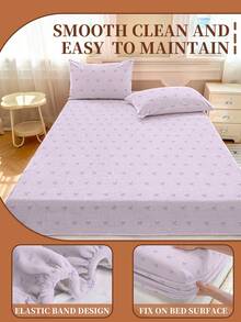 1 قطعة ملاءة مطبوعة من الفيلكرو البلوري، بنمط الفيونكة البنفسجية، مفرش سرير، واقي للمرتبة، غطاء سرير، ملاءة سرير، منسوجات منزلية دافئة، واقي مرتبة قابل للتنفس ومقاوم للتكتل، ناعم وصديق للبشرة، متوفر بألوان متعددة، ديكور منزلي، مفروشات ناعمة ومريحة لغرفة النوم