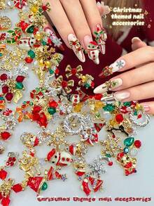 KIRAME 50pcs/100pcs/200pcs Nail Art Charms Mixed Alloy For Christmas Designs,DIY Nail Art At Home,Nails Salon,Nail Suppliers, Christmas Nail, New Year,Festival Gifts