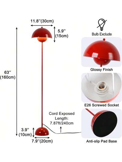 Alpinaluz Nordic Vloer Lamp Burbudeo Inspiration "Flowerpot" Parabolic Base E27 Socket Living Room Dining Bedroom view 4