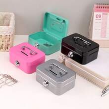 迷你钥匙锁存钱罐 - 带钥匙锁的储蓄罐，顶部提手，成人储蓄罐，硬币收纳盒，日常办公收银机，万圣节、圣诞节的绝佳礼物 - 彩色 - 查看 4