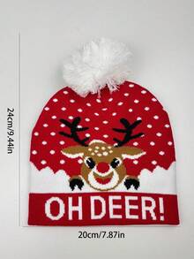 1 件，新款，秋季，冬季，黑色，红色，字母，提花，圣诞老人，麋鹿，毛球，针织帽，圣诞节，新年，保暖，时尚，男士，女士，无檐帽 - 彩色 - 查看 7