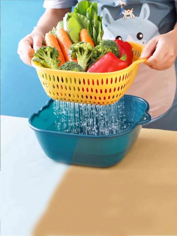 Cesta de drenaje telescópica para fregadero, rejilla de drenaje de doble capa de gran capacidad que se puede colgar en la cocina, cesta de almacenamiento multifuncional para tazones y palillos, cesta para lavar verduras